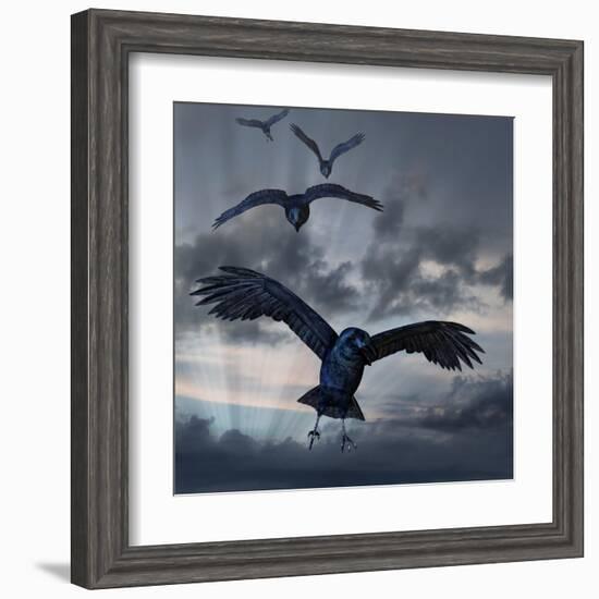 Crows Flying-AlienCat-Framed Art Print