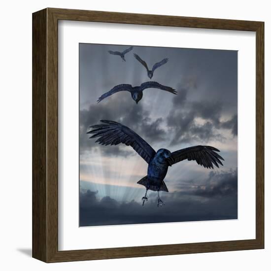 Crows Flying-AlienCat-Framed Art Print