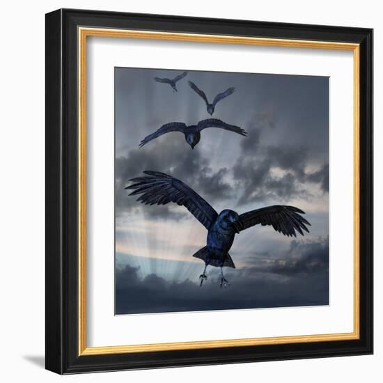 Crows Flying-AlienCat-Framed Art Print