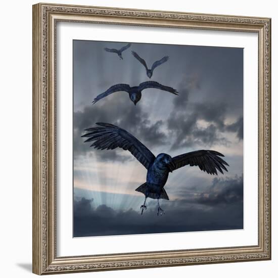 Crows Flying-AlienCat-Framed Art Print