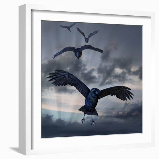 Crows Flying-AlienCat-Framed Art Print