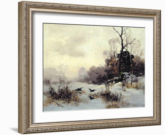 Crows in a Winter Landscape, 1907-Karl Kustner-Framed Giclee Print