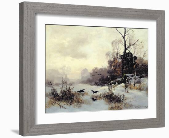 Crows in a Winter Landscape, 1907-Karl Kustner-Framed Giclee Print