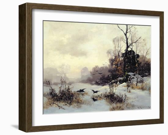 Crows in a Winter Landscape, 1907-Karl Kustner-Framed Giclee Print