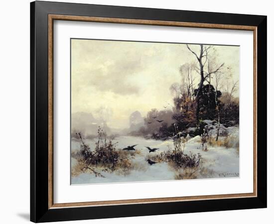 Crows in a Winter Landscape, 1907-Karl Kustner-Framed Giclee Print