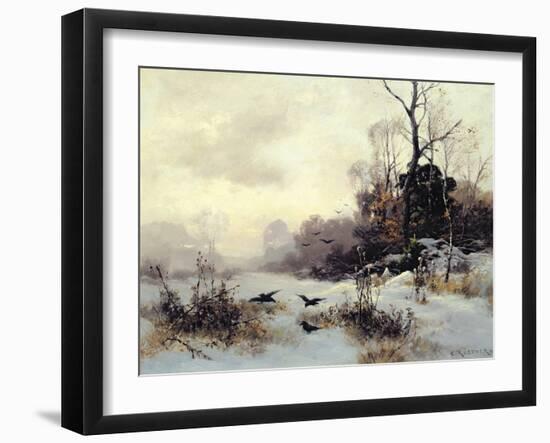 Crows in a Winter Landscape, 1907-Karl Kustner-Framed Giclee Print