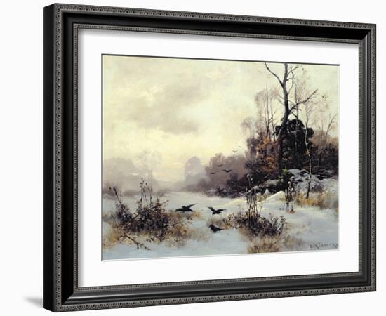 Crows in a Winter Landscape, 1907-Karl Kustner-Framed Giclee Print