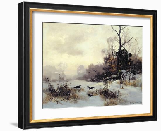 Crows in a Winter Landscape, 1907-Karl Kustner-Framed Giclee Print