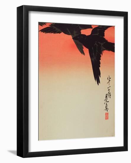 Crows in Flight at Sunrise, 1888-Shibata Zeshin-Framed Giclee Print