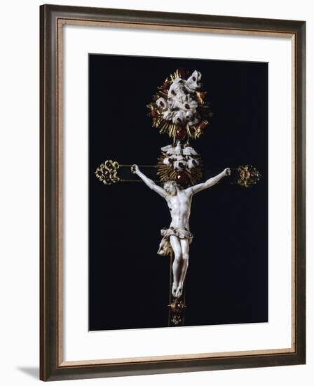 Crucifix, Detail from Silver-Gilt Altarpiece with White and Green Jade Crucifix-null-Framed Giclee Print