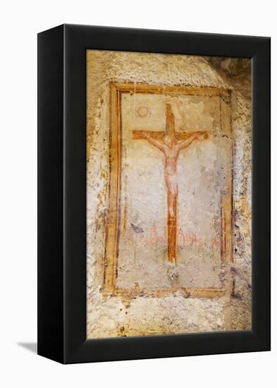 Crucifix Fresco in a Cave Church in the Sassi Area of Matera, Basilicata, Italy, Europe-Martin-Framed Premier Image Canvas