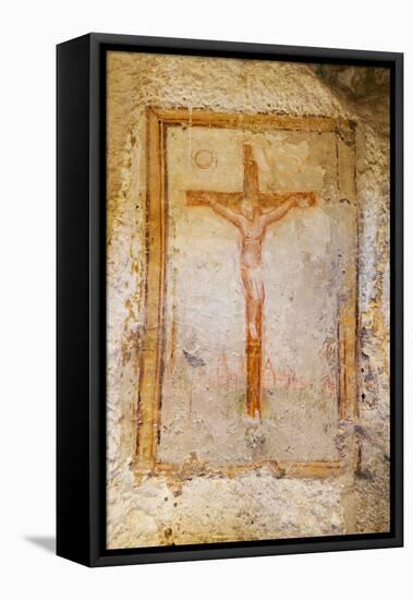 Crucifix Fresco in a Cave Church in the Sassi Area of Matera, Basilicata, Italy, Europe-Martin-Framed Premier Image Canvas