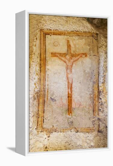 Crucifix Fresco in a Cave Church in the Sassi Area of Matera, Basilicata, Italy, Europe-Martin-Framed Premier Image Canvas