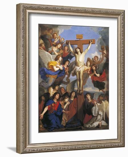 Crucifix with Angels, Circa 1660-Charles Le Brun-Framed Giclee Print