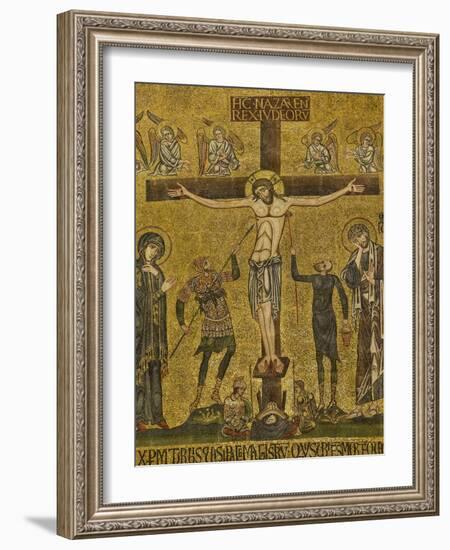 Crucifixion. Central dome. Arch. St. Mark's Basilica, Venice, Italy 10th c.-null-Framed Art Print