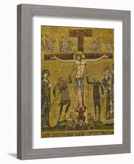 Crucifixion. Central dome. Arch. St. Mark's Basilica, Venice, Italy 10th c.-null-Framed Art Print