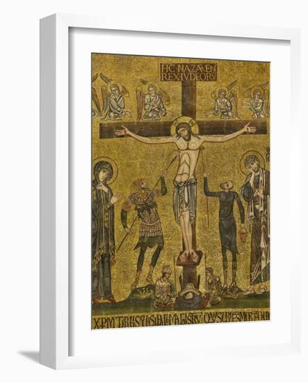 Crucifixion. Central dome. Arch. St. Mark's Basilica, Venice, Italy 10th c.-null-Framed Art Print