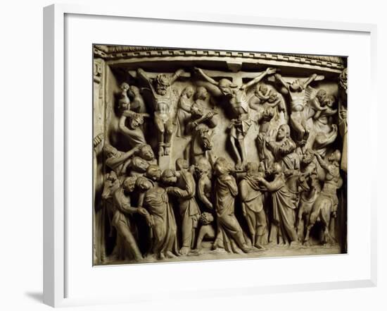 Crucifixion of Jesus, Scene from the Life of Christ, Panel on the Pulpit in the Cathedral of Pisa-null-Framed Giclee Print