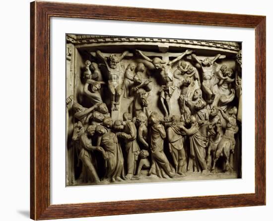 Crucifixion of Jesus, Scene from the Life of Christ, Panel on the Pulpit in the Cathedral of Pisa-null-Framed Giclee Print