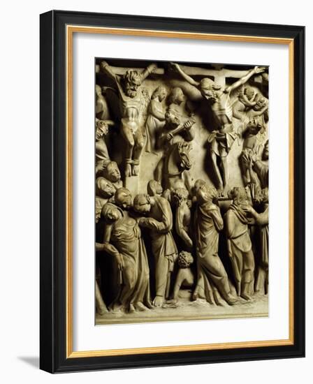 Crucifixion of Jesus, Scene from the Life of Christ, Panel on the Pulpit in the Cathedral of Pisa-Giovanni Pisano-Framed Giclee Print