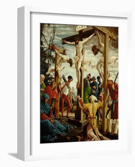 Crucifixion, Right Outer Wing of the Sebastian Altar, Spruce Wood (Before 1518)-Albrecht Altdorfer-Framed Giclee Print