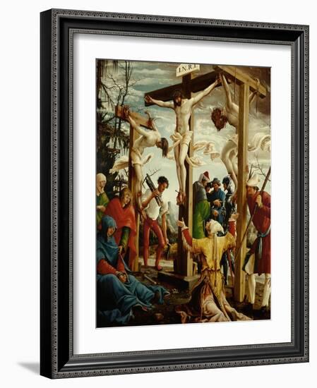 Crucifixion, Right Outer Wing of the Sebastian Altar, Spruce Wood (Before 1518)-Albrecht Altdorfer-Framed Giclee Print