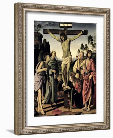 Crucifixion, Saints Jerome, Francis, Mary Magdalene, John the Baptist, Giovanni Colombini-Pietro Perugino-Framed Giclee Print