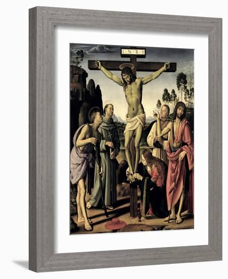 Crucifixion, Saints Jerome, Francis, Mary Magdalene, John the Baptist, Giovanni Colombini-Pietro Perugino-Framed Giclee Print