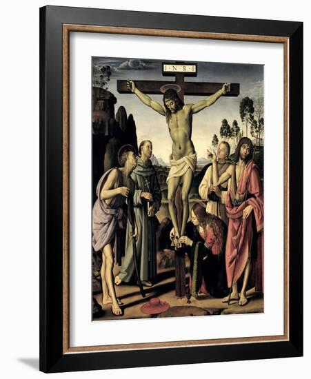 Crucifixion, Saints Jerome, Francis, Mary Magdalene, John the Baptist, Giovanni Colombini-Pietro Perugino-Framed Giclee Print