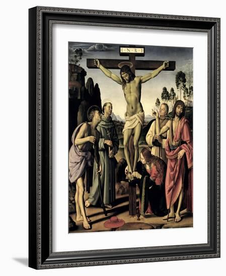 Crucifixion, Saints Jerome, Francis, Mary Magdalene, John the Baptist, Giovanni Colombini-Pietro Perugino-Framed Giclee Print