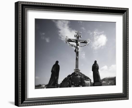 Crucifixion Statue, Charles Bridge, Prague, Czech Republic-Jon Arnold-Framed Photographic Print