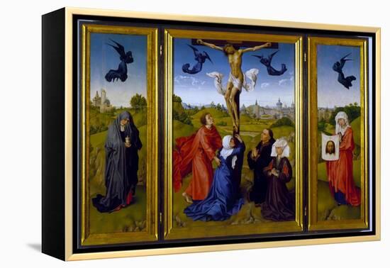 Crucifixion Triptych with St. Mary Magdalene, St. Veronica and Unknown Patrons, c.1440-45-Rogier van der Weyden-Framed Premier Image Canvas