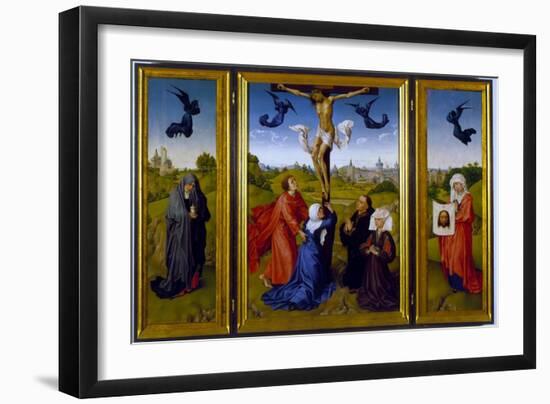 Crucifixion Triptych with St. Mary Magdalene, St. Veronica and Unknown Patrons, c.1440-45-Rogier van der Weyden-Framed Giclee Print