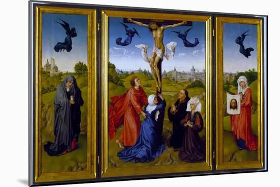 Crucifixion Triptych with St. Mary Magdalene, St. Veronica and Unknown Patrons, c.1440-45-Rogier van der Weyden-Mounted Giclee Print