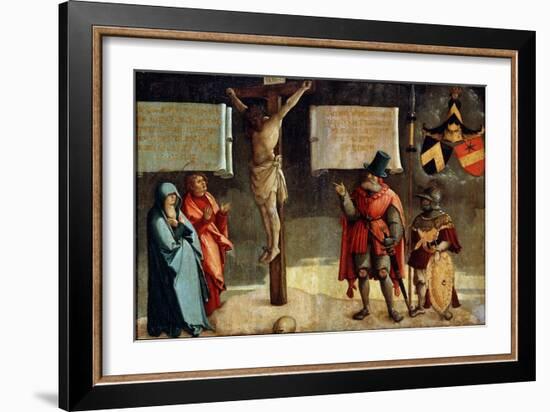 Crucifixion with Donors, 16th Century-null-Framed Giclee Print