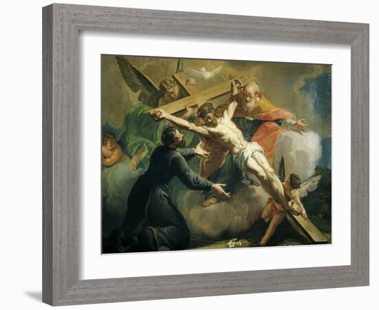 Crucifixion with God the Father and Saint Ignatius of Loyola-Francesco Fontebasso-Framed Giclee Print