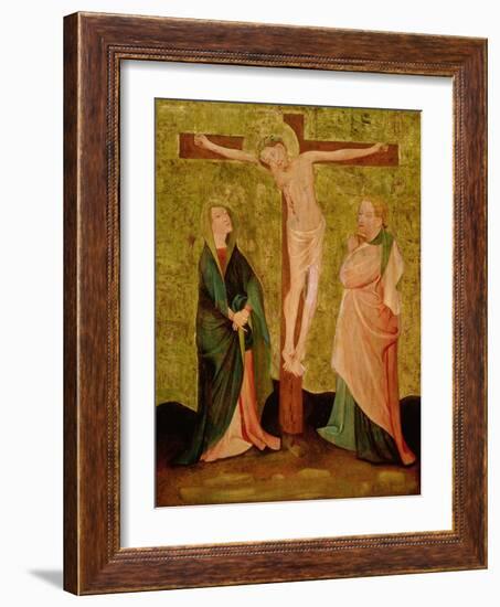 Crucifixion with Mary and John (Oil on Panel)-German School-Framed Giclee Print