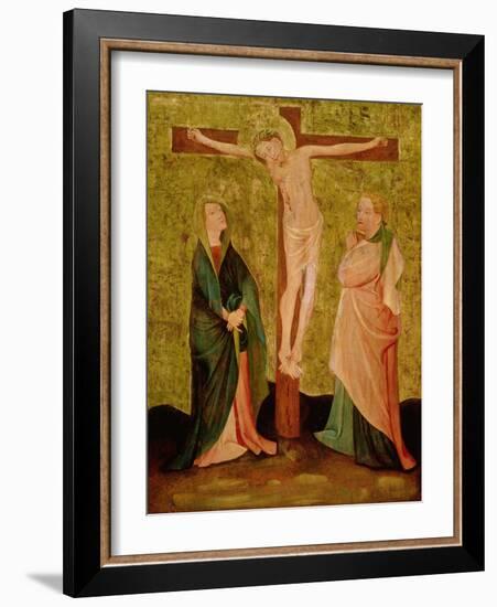 Crucifixion with Mary and John (Oil on Panel)-German School-Framed Giclee Print