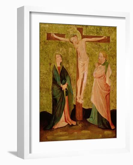 Crucifixion with Mary and John (Oil on Panel)-German School-Framed Giclee Print