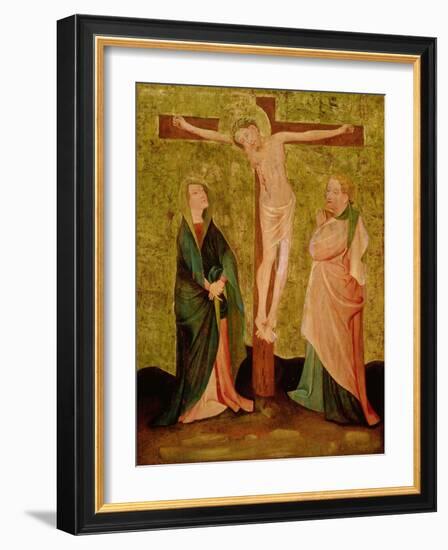 Crucifixion with Mary and John (Oil on Panel)-German School-Framed Giclee Print