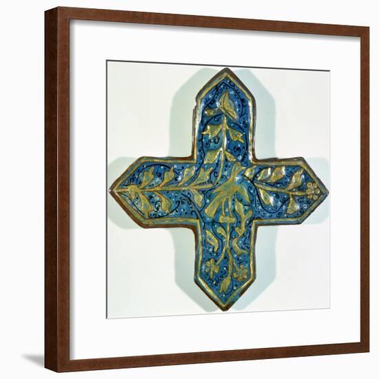 Cruciform Overglaze Leaf-Gilded Tile in the Style of Takht-E Solaiman, 13th-14th Century-null-Framed Giclee Print