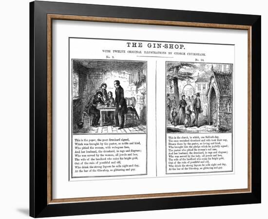 Cruikshank, the Gin Shop, Plate 9-George Cruikshank-Framed Art Print
