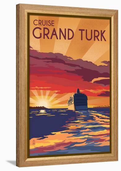 Cruise Grand Turk - Lithography Style-Lantern Press-Framed Stretched Canvas