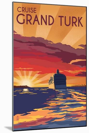 Cruise Grand Turk - Lithography Style-Lantern Press-Mounted Art Print