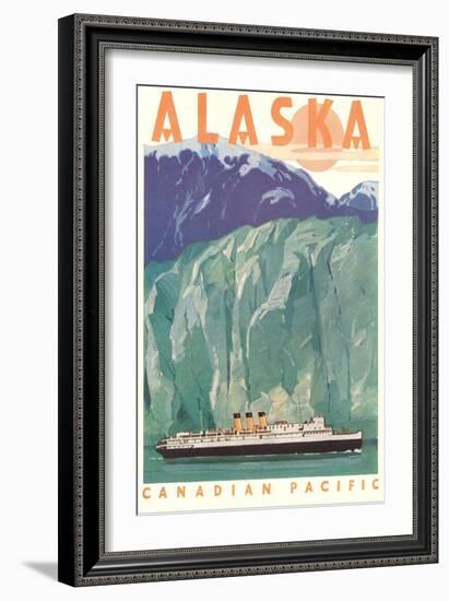 Cruise Liner by Alaskan Glacier-null-Framed Premium Giclee Print