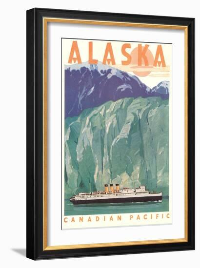 Cruise Liner by Alaskan Glacier-null-Framed Premium Giclee Print