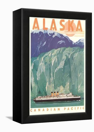 Cruise Liner by Alaskan Glacier-null-Framed Stretched Canvas