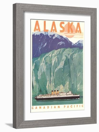 Cruise Liner by Alaskan Glacier-null-Framed Art Print