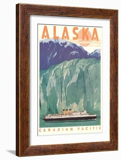 Cruise Liner by Alaskan Glacier-null-Framed Art Print