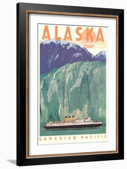 Cruise Liner by Alaskan Glacier-null-Framed Art Print